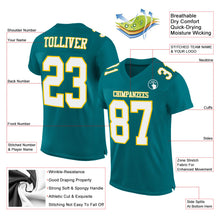 Load image into Gallery viewer, Custom Teal White-Gold Mesh Authentic Football Jersey
