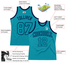 Load image into Gallery viewer, Custom Teal Teal-Navy Authentic Throwback Basketball Jersey
