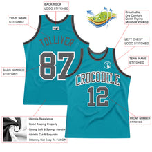 Load image into Gallery viewer, Custom Teal Steel Gray-Black Authentic Throwback Basketball Jersey
