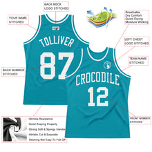 Load image into Gallery viewer, Custom Teal White Authentic Throwback Basketball Jersey
