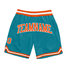 Load image into Gallery viewer, Custom Teal Orange-White Authentic Throwback Basketball Shorts
