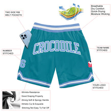 Load image into Gallery viewer, Custom Teal Light Blue-White Authentic Throwback Basketball Shorts
