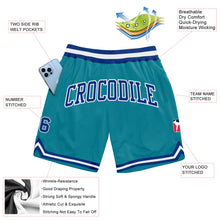Load image into Gallery viewer, Custom Teal Royal-White Authentic Throwback Basketball Shorts
