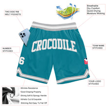 Load image into Gallery viewer, Custom Teal White-Gray Authentic Throwback Basketball Shorts
