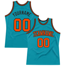 Load image into Gallery viewer, Custom Teal Orange-Black Authentic Throwback Basketball Jersey
