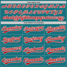 Load image into Gallery viewer, Custom Teal Red-White Authentic Baseball Jersey
