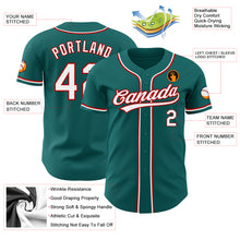 Load image into Gallery viewer, Custom Teal White-Red Authentic Baseball Jersey
