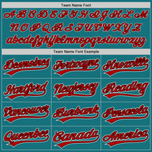Load image into Gallery viewer, Custom Teal Red-Black Authentic Baseball Jersey
