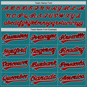 Custom Teal Red-Black Authentic Baseball Jersey