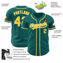Load image into Gallery viewer, Custom Teal Gold-White Authentic Baseball Jersey
