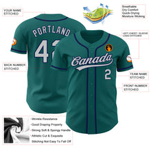 Load image into Gallery viewer, Custom Teal Gray-Navy Authentic Baseball Jersey
