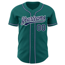 Load image into Gallery viewer, Custom Teal Navy-White Authentic Baseball Jersey
