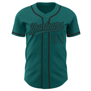 Custom Teal Teal-Black Authentic Baseball Jersey