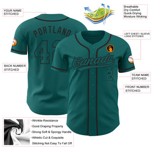 Custom Teal Teal-Black Authentic Baseball Jersey