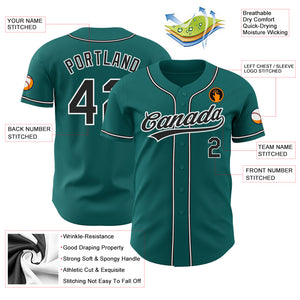 Custom Teal Black-White Authentic Baseball Jersey