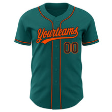 Load image into Gallery viewer, Custom Teal Black-Orange Authentic Baseball Jersey
