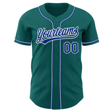 Load image into Gallery viewer, Custom Teal Royal-White Authentic Baseball Jersey
