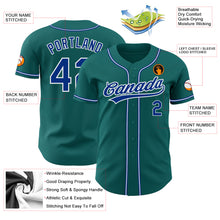 Load image into Gallery viewer, Custom Teal Royal-White Authentic Baseball Jersey
