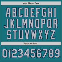 Load image into Gallery viewer, Custom Teal Gray Pinstripe Gray-Navy Authentic Baseball Jersey
