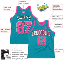 Load image into Gallery viewer, Custom Teal Pink-Black Authentic Throwback Basketball Jersey
