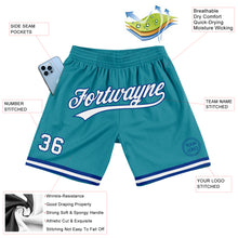 Load image into Gallery viewer, Custom Teal White-Royal Authentic Throwback Basketball Shorts
