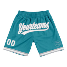 Load image into Gallery viewer, Custom Teal White-Gray Authentic Throwback Basketball Shorts
