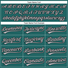 Load image into Gallery viewer, Custom Teal Gray Pinstripe Black Authentic Baseball Jersey
