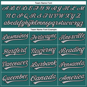 Custom Teal Gray Pinstripe Black Authentic Baseball Jersey