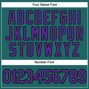 Custom Teal Purple Pinstripe Black Authentic Baseball Jersey