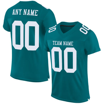 Custom Teal White Mesh Authentic Football Jersey