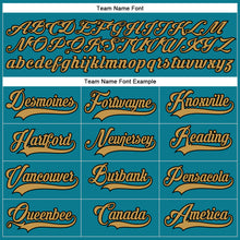 Load image into Gallery viewer, Custom Teal Old Gold-Black Hockey Lace Neck Jersey
