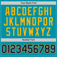 Load image into Gallery viewer, Custom Teal Navy-Gold Authentic Throwback Baseball Jersey
