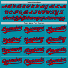Load image into Gallery viewer, Custom Teal Red-Navy Authentic Throwback Baseball Jersey

