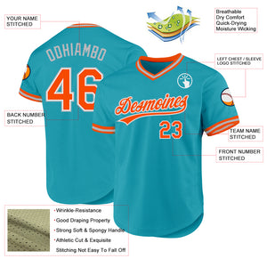 Custom Teal Orange-Gray Authentic Throwback Baseball Jersey