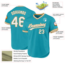 Load image into Gallery viewer, Custom Teal White-Old Gold Authentic Throwback Baseball Jersey
