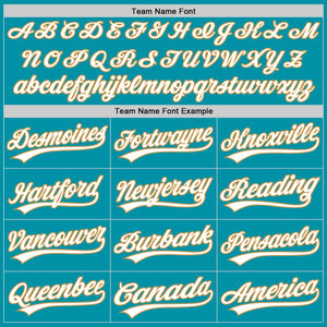 Custom Teal White-Old Gold Authentic Throwback Baseball Jersey