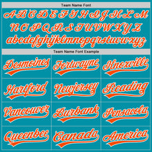 Load image into Gallery viewer, Custom Teal Orange-White Authentic Throwback Baseball Jersey
