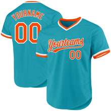 Load image into Gallery viewer, Custom Teal Orange-White Authentic Throwback Baseball Jersey
