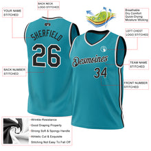 Load image into Gallery viewer, Custom Teal Black-Red Authentic Throwback Basketball Jersey
