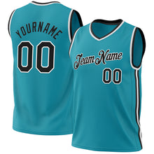 Load image into Gallery viewer, Custom Teal Black-Red Authentic Throwback Basketball Jersey
