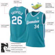 Load image into Gallery viewer, Custom Teal White-Light Blue Authentic Throwback Basketball Jersey
