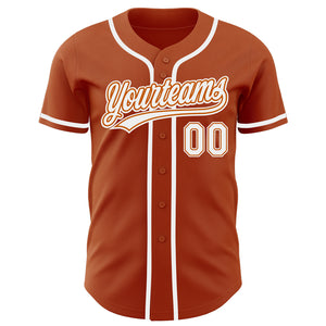 Custom Texas Orange White Authentic Baseball Jersey