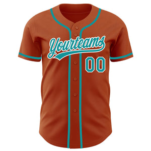 Custom Texas Orange Teal-White Authentic Baseball Jersey