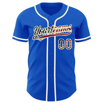 Custom Thunder Blue Vintage USA Flag-Cream Authentic Baseball Jersey