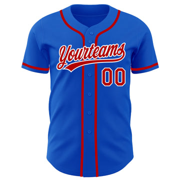 Custom Thunder Blue Red-White Authentic Baseball Jersey