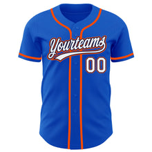 Load image into Gallery viewer, Custom Thunder Blue White Navy-Orange Authentic Baseball Jersey
