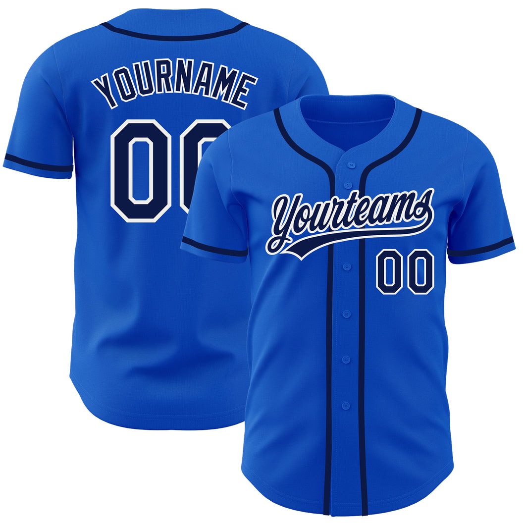 Custom Thunder Blue Navy-White Authentic Baseball Jersey