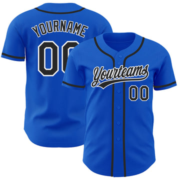 Custom Thunder Blue Black-White Authentic Baseball Jersey