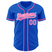 Load image into Gallery viewer, Custom Thunder Blue Pink-White Authentic Baseball Jersey
