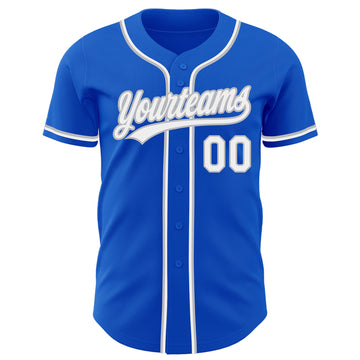 Custom Thunder Blue White-Gray Authentic Baseball Jersey